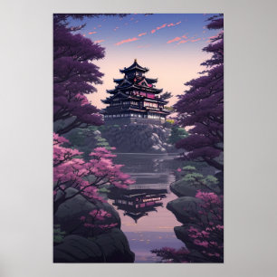 Poster Château japonais à Bloom, Forteresse de Rocky Hill