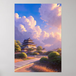 Poster Château japonais à Dusk