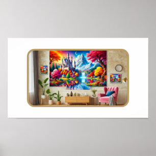 Poster Château majestueux dans un Wonderland d'automne