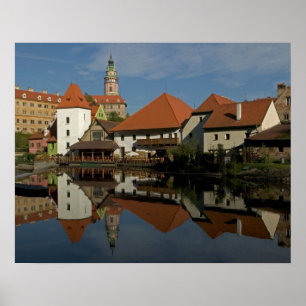 Poster Château, rivière Vltava, Cesky Krumlov,