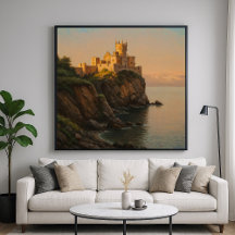 Château sur une falaise - Peinture Pastel Style Pa