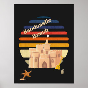 Poster Châteaux de sable vintages dans le sable