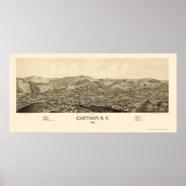 Poster Chatham, NY Carte panoramique - 1886 (Devant)