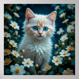 Poster Chaton adorable aux yeux bleus