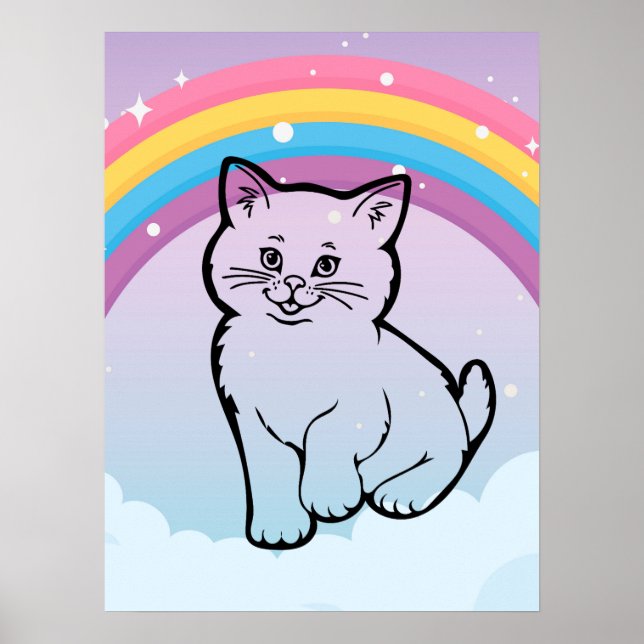 Poster chaton arc en ciel (Devant)