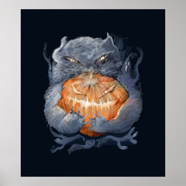 Poster ** chaton avec citrouille ** (Devant)
