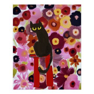 Poster Chaton En Fleurs