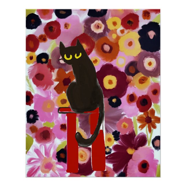 Poster Chaton En Fleurs (Devant)