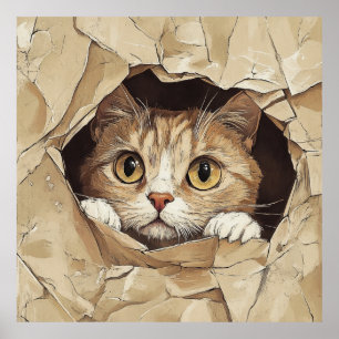 Poster Chaton mignon et joueur