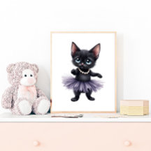 Chaton noir élégant en ballerine avec tutu violet