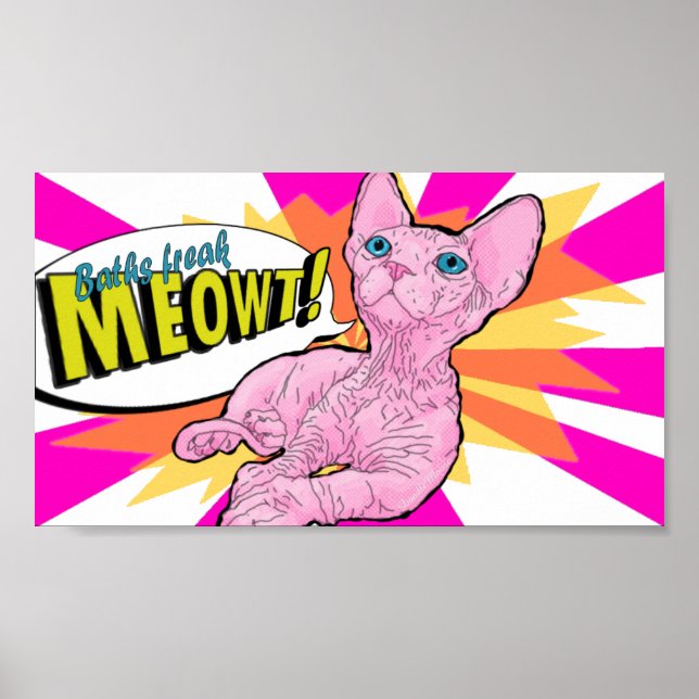 Poster Chaton sans cheveux Pop art (Devant)