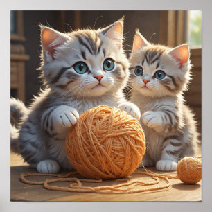 Poster Chatons jouant