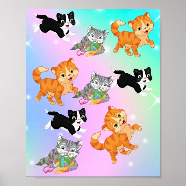 Poster Chatons joueuses (Devant)