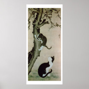 Poster Chats, 17ème siècle (encre sur soie)