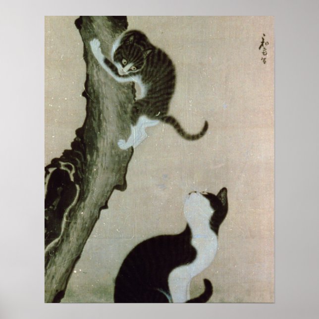 Poster Chats, 17ème siècle (encre sur soie) (Devant)