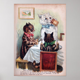 Poster Chats à la table à manger, Louis Wain