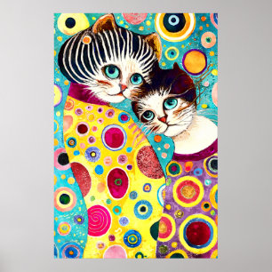 Poster Chats abstraits fous cool