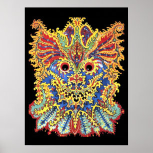 Poster Chats aux yeux fous psychédéliques Louis Wain