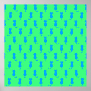 Poster Chats bleus fantaisistes Fun Forever Lime vert