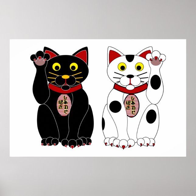 Poster Chats chanceux (Devant)