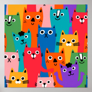 Poster Chats colorés motif