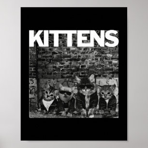 Poster Chats cool Kittens Meow Punk Rock Band Funny Cat L