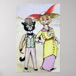 Poster Chats dans la mode moderne, Louis Wain