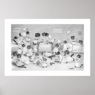 Poster Chats dans le dortoir par Louis Wain -
