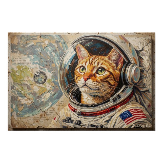 POSTER CHATS DANS L'ESPACE 8 (Devant)