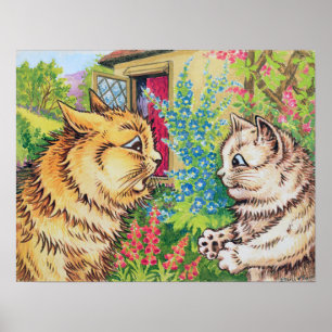 Poster Chats dans un jardin, Louis Wain