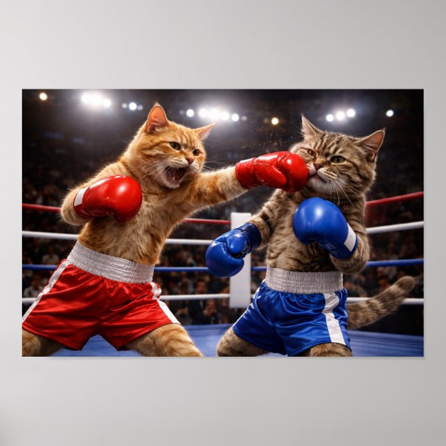 Poster Chats de boxe (Devant)