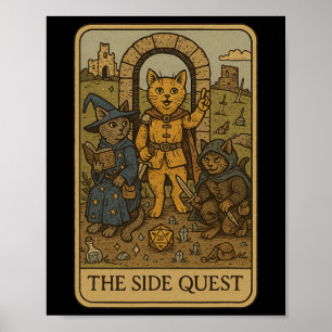 Poster Chats de joueurs de Rpg Drôle Quest Card Tarot Ner