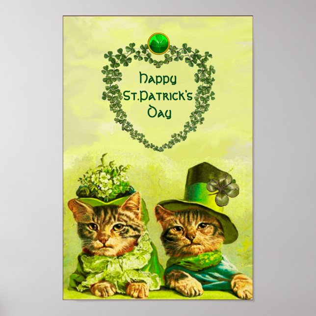 POSTER CHATS DE LA SAINT-PATRICK D'UNE DRÔLE DE MODE AVEC (Devant)