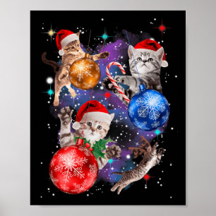 Poster Chats de Noël mignons dans l'espace ornements Grap