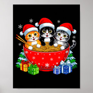 Poster Chats de Noël Ramen Chatons Anime Noël Pour Hommes