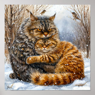 Poster Chats de rue en hiver