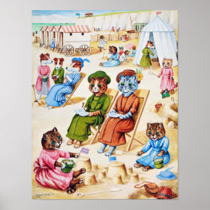 Poster Chats de temps des fêtes, Louis Wain