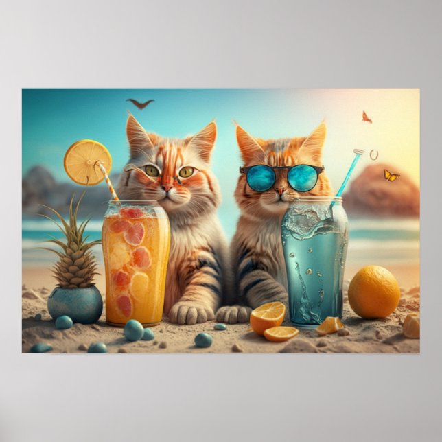 Poster Chats de vacances (Devant)