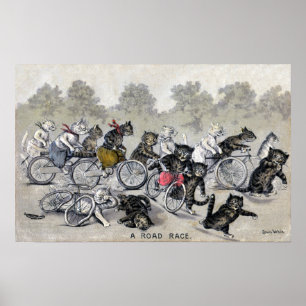 Poster Chats d'équitation de bicyclette