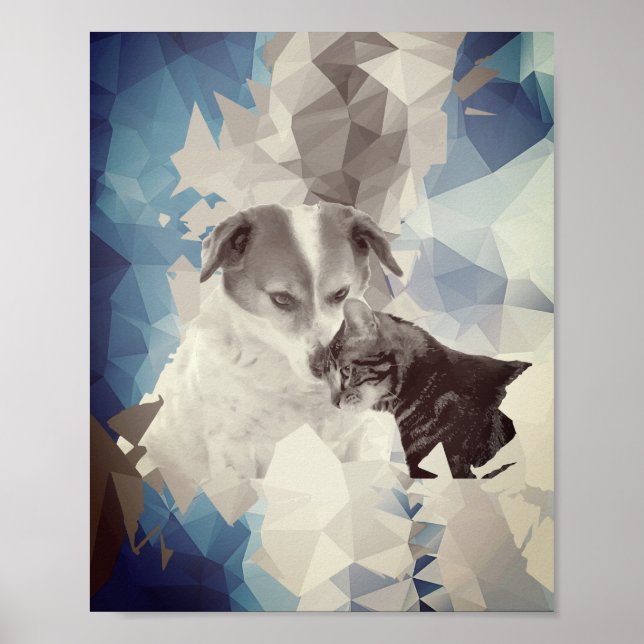 Poster Chats et chien amoureux (Devant)