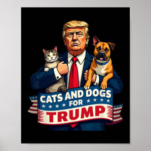 Poster Chats et chiens pour Trump 2024 Chatons et chiens 