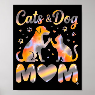Poster Chats et chiens rétro Maman empreinte de patte ama