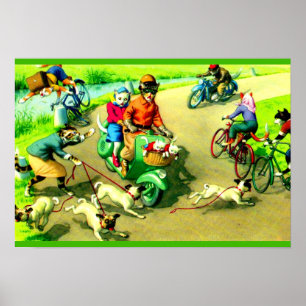 Poster Chats grand public sur motos et vélos