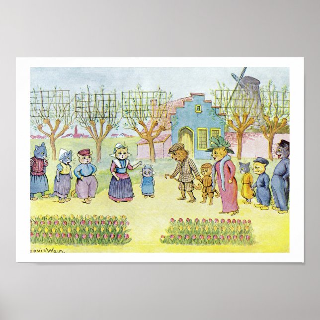 Poster Chats hollandais, Louis Wain (Devant)