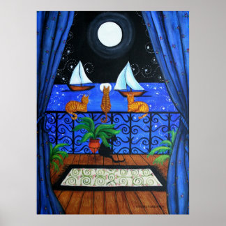 Poster Chats Magique Nuit Nite Magique