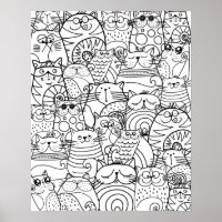 Chats mignons amusants Doodle Zen Relaxant Colorat