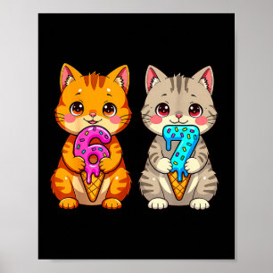 Poster Chats mignons Kawaii Neko 67 Drip Mème Drôle Six S