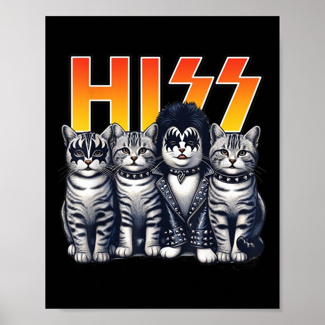 Poster Chats Mignons qui Sifflement Rock Chatons Kitty Ro (Devant)