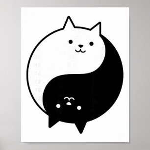 Poster Chats Mignons Yin Yang Yoga Zen Chat Noir Et Blanc