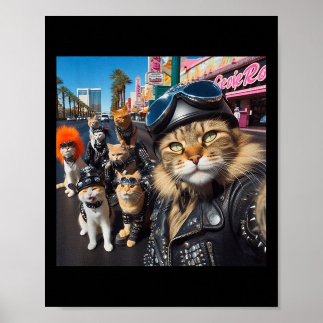Poster Chats motards Gangster Chats Street Motocyclette C (Devant)